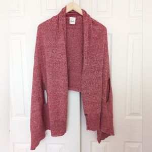 Pluchi Knitted Red Cotton Poncho Palma Scarf Shawl with arm slits Cape Wrap